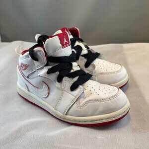 Air Jordan 1 Retro Mid TD 'White Red' Toddler Size 9C 640735-103 GUC 2015 Model